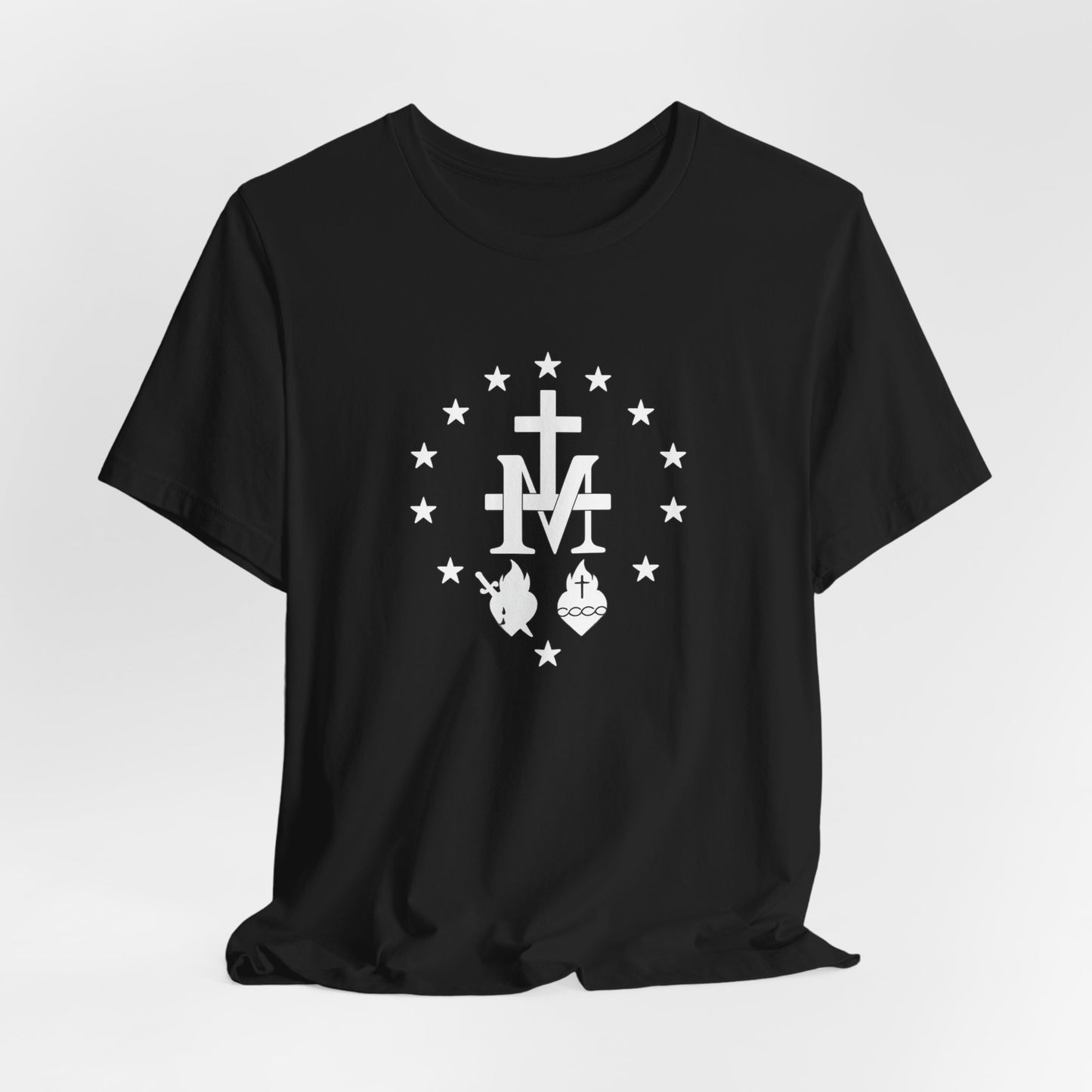 Marian Monogram Sacred & Immaculate Heart T-Shirt | Catholic Devotional Shirt