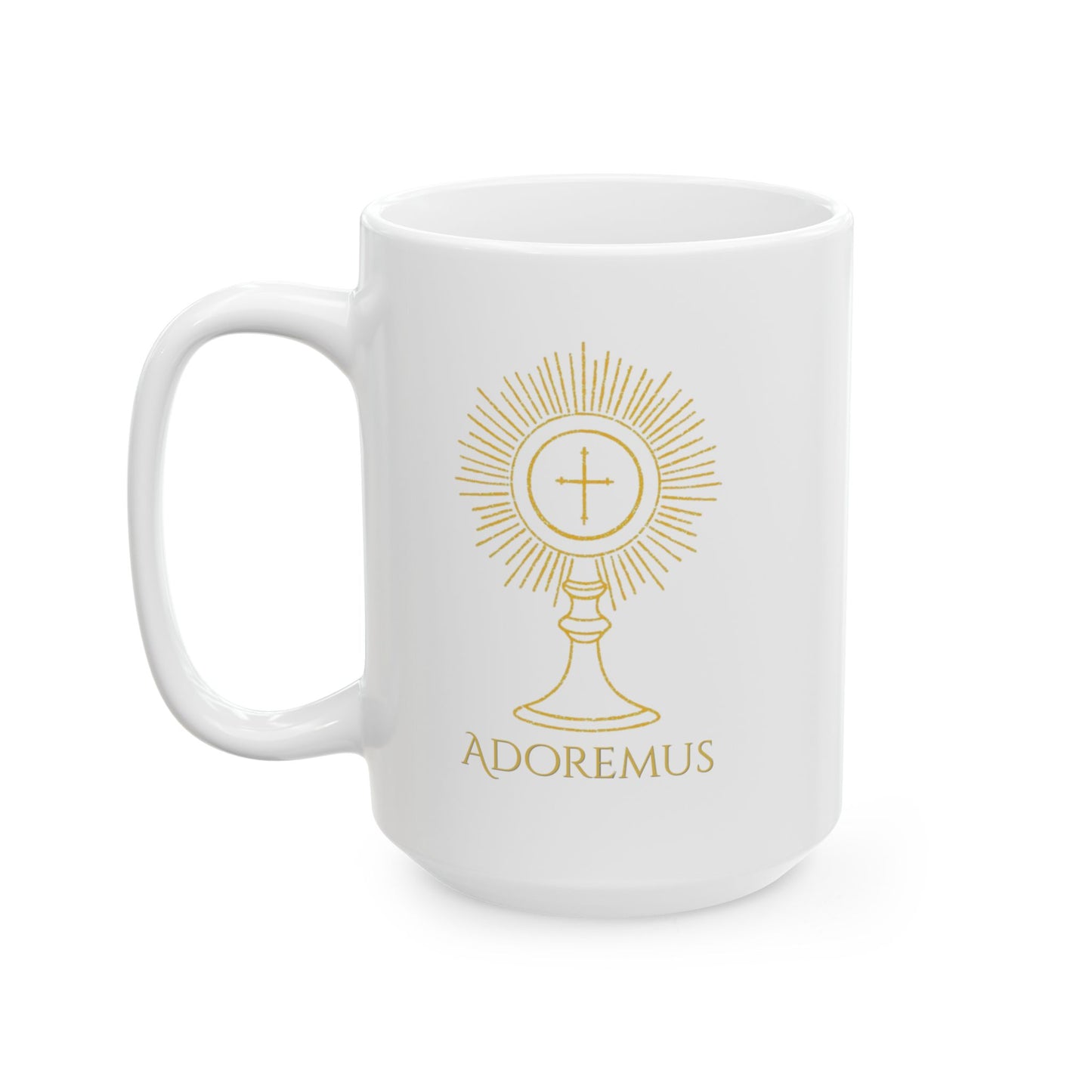 Catholic Monstrance Ceramic Mug — Eucharist Devotional Coffee Cup (15oz)