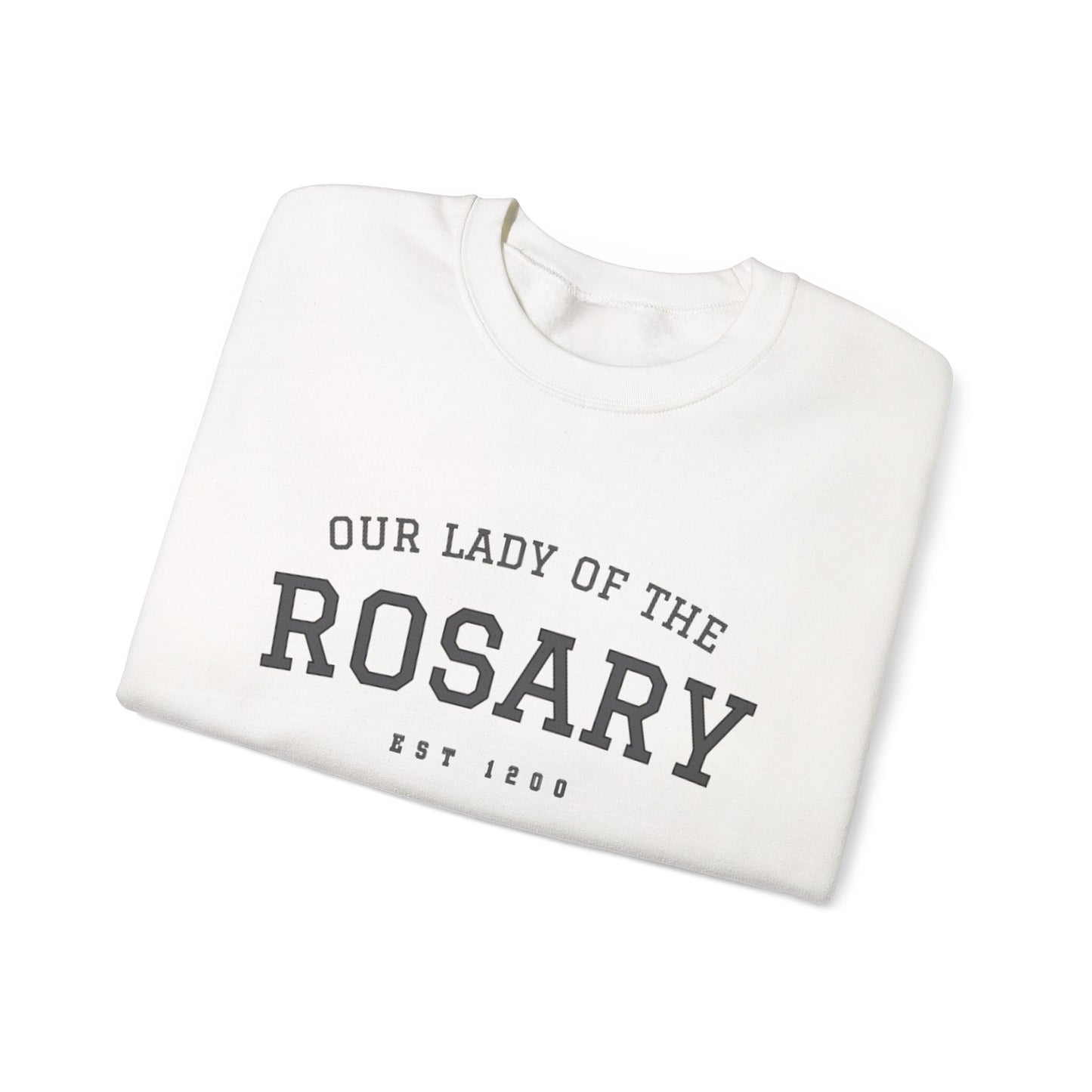Our Lady of the Rosary Crewneck Sweatshirt — Catholic Devotional Sweatshirt