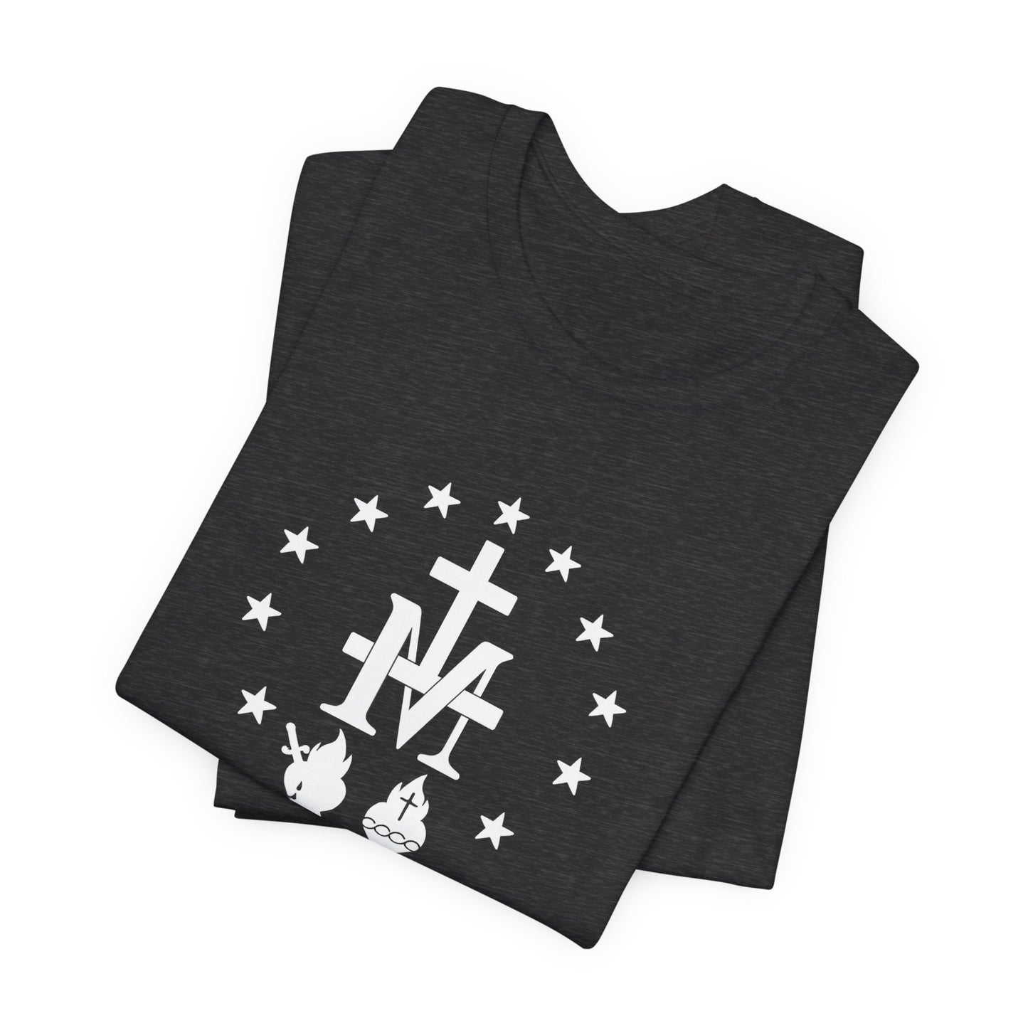 Marian Monogram Sacred & Immaculate Heart T-Shirt | Catholic Devotional Shirt