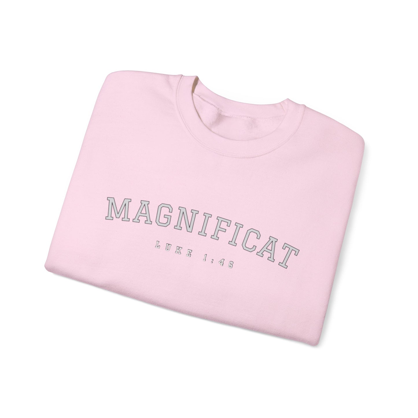 Magnificat Crewneck – Luke 1:46 Catholic Varsity Sweatshirt