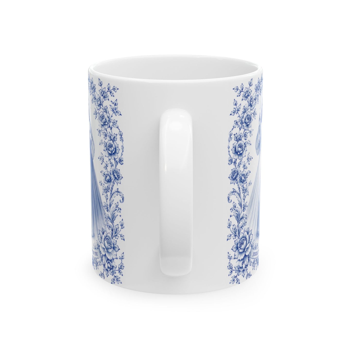 Divine Mercy Catholic Mug – Blue Toile Design (11oz & 15oz)