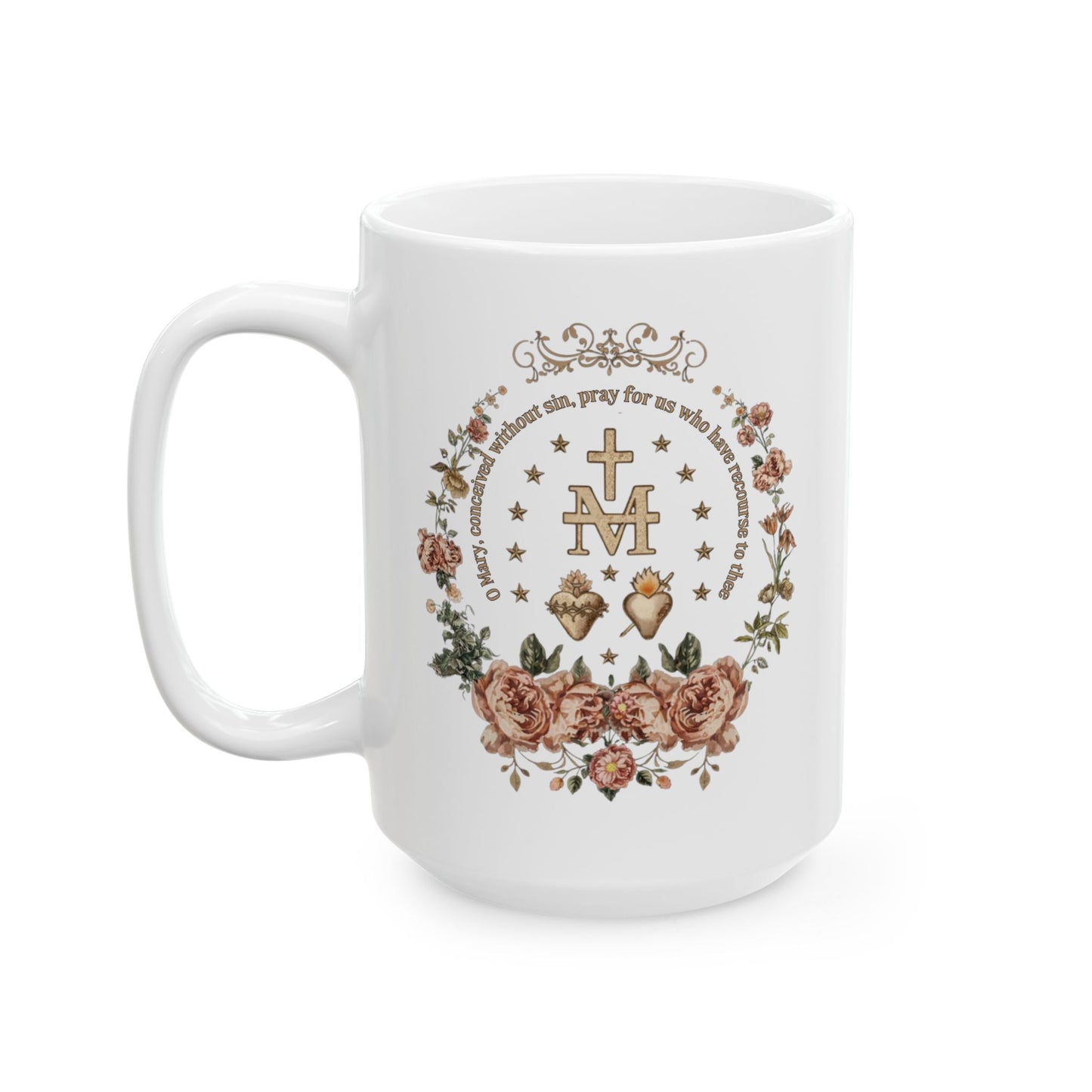 Catholic Marian Devotion Ceramic Mug — Blessed Virgin Prayer Coffee Cup (11oz & 15oz)