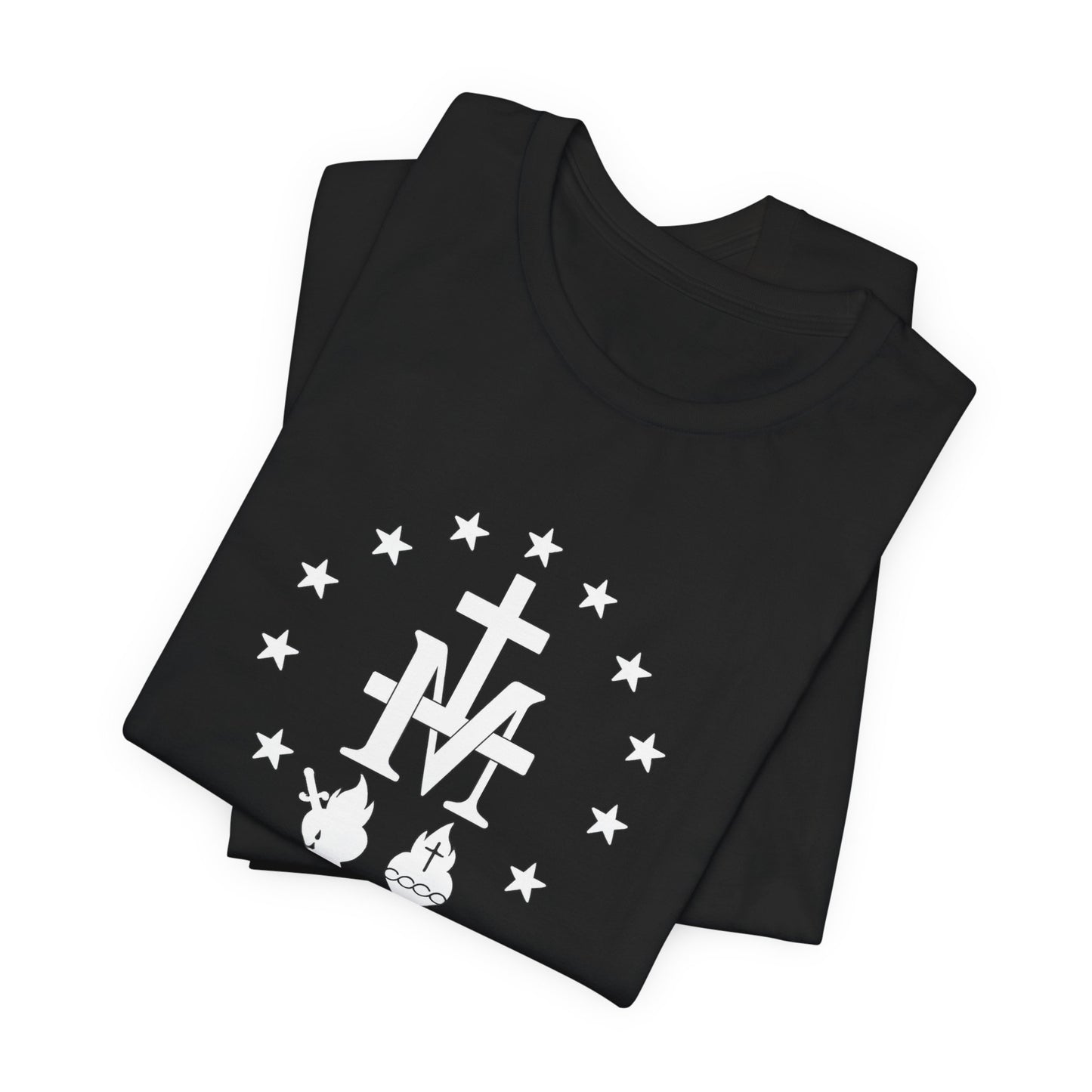 Marian Monogram Sacred & Immaculate Heart T-Shirt | Catholic Devotional Shirt