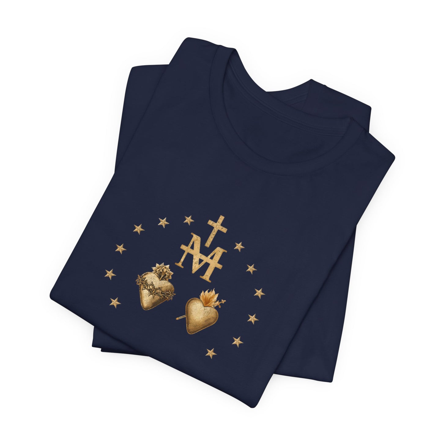 Sacred Hearts & Marian Monogram Tee - Religious Catholic Devotional T-Shirt