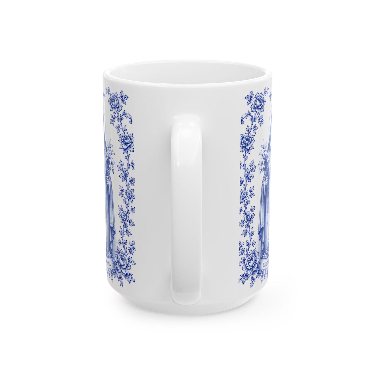 Saint Dymphna Ceramic Mug — Catholic Angel Coffee Mug (11oz & 15oz)