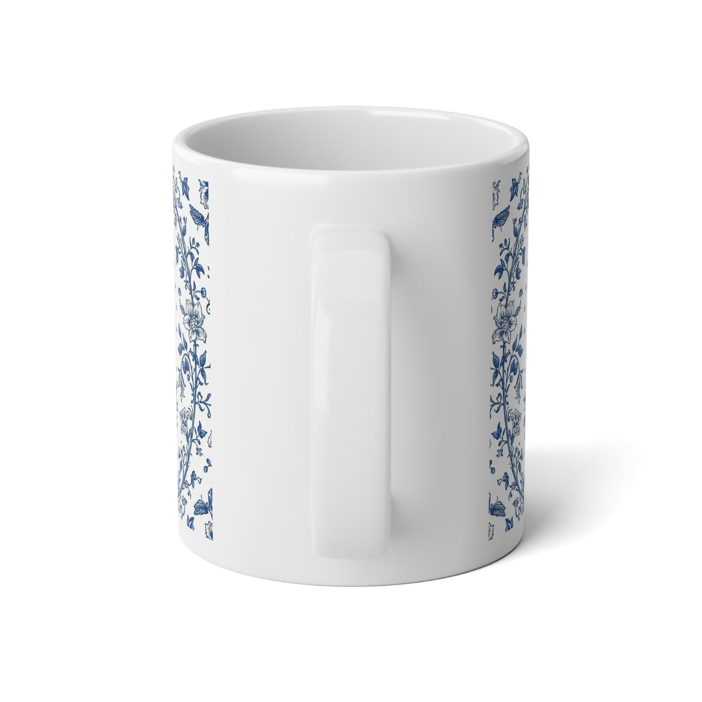 Blessed Mother 20oz Jumbo Mug — Blue Marian Toile 'Ave Maria' Catholic Coffee Cup