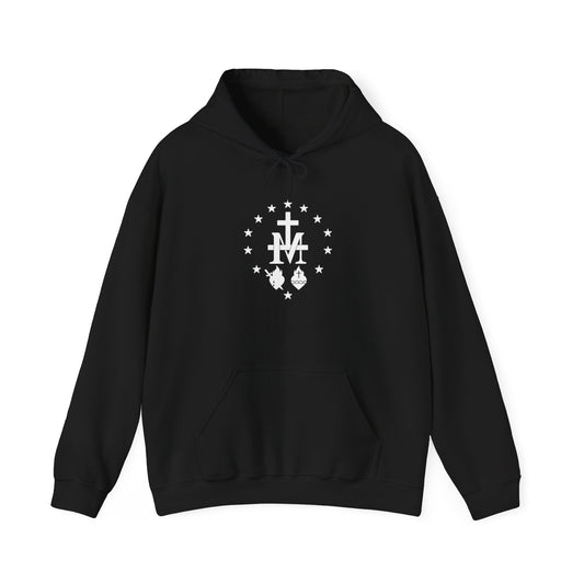 Marian Cross Hoodie — Our Lady Catholic Symbol Sweatshirt