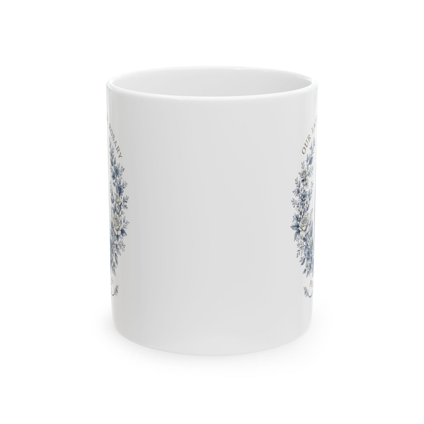 Our Lady of the Rosary Ceramic Mug — Blessed Mother Catholic Coffee Cup (11oz, 15oz)