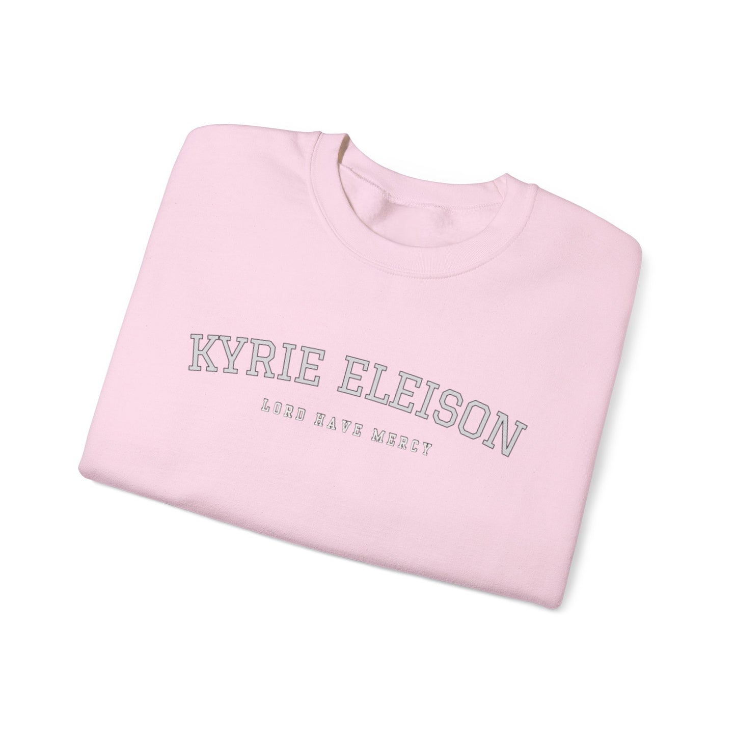 Kyrie Eleison Crewneck Sweatshirt — Catholic “Lord Have Mercy” Minimalist Pullover