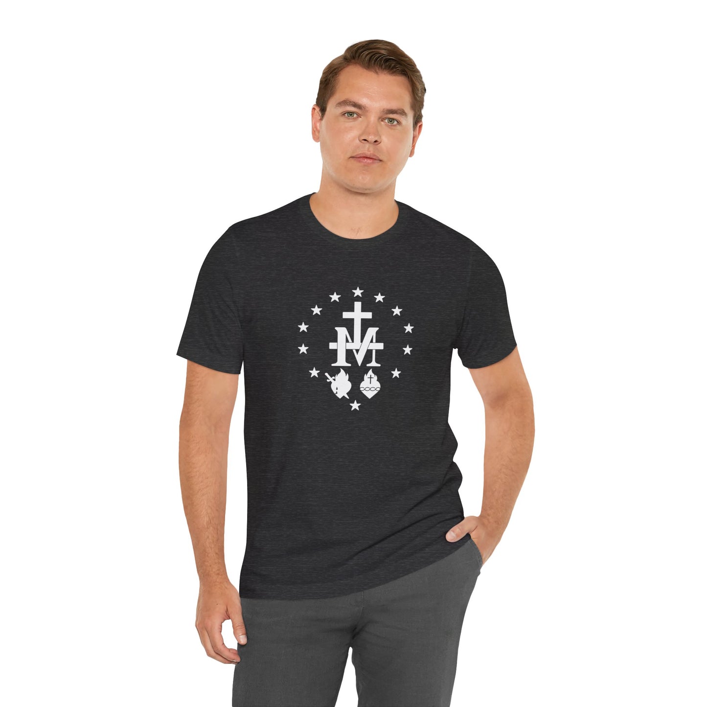 Marian Monogram Sacred & Immaculate Heart T-Shirt | Catholic Devotional Shirt